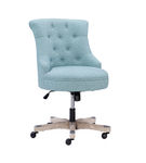 Linon Home Dcor - Scotmar Plush Button-Tufted Adjustable Office Chair With Wood Base - Light Blue