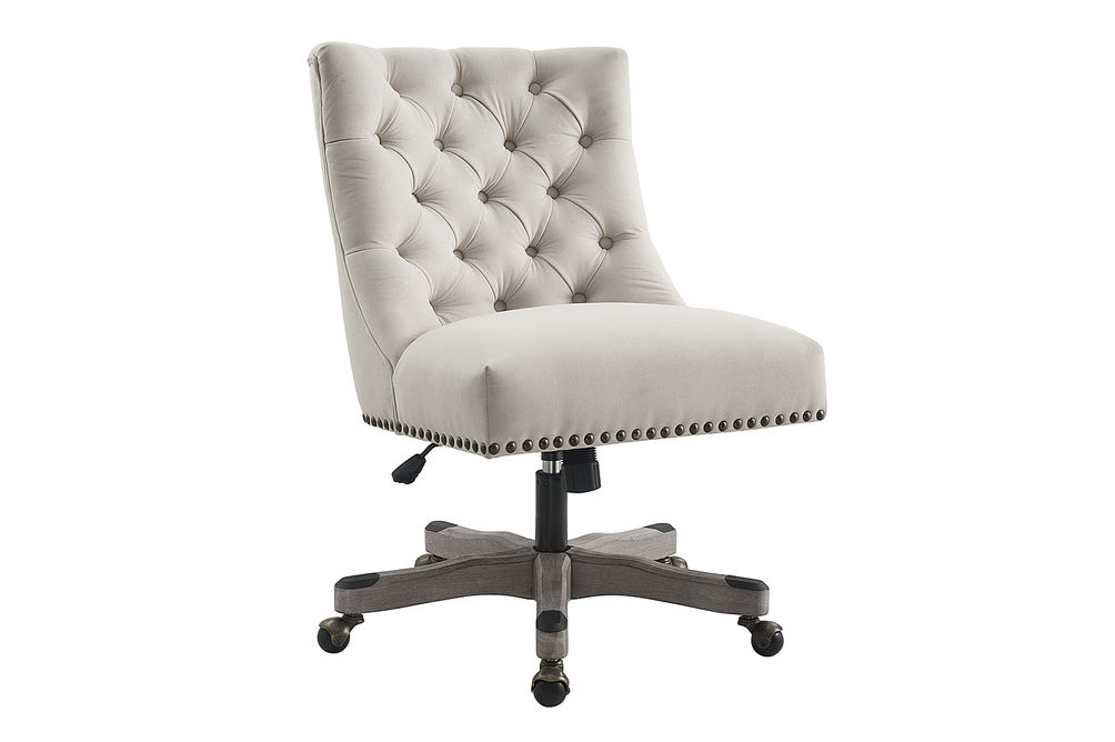 Linon Home Dcor - Ellas Plush Button-Tufted Office Chair With LiveSmart Performance Fabric - Shell