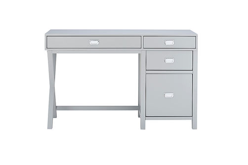 Linon Home Dcor - Penrose Four-Drawer Side Storage Desk - Gray Paint / Silver Hardware