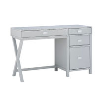 Linon Home Dcor - Penrose Four-Drawer Side Storage Desk - Gray Paint / Silver Hardware