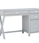 Linon Home Dcor - Penrose Four-Drawer Side Storage Desk - Gray Paint / Silver Hardware