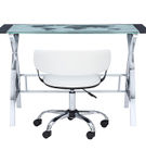 Linon Home Dcor - Walton Map Printed Glass Desk Set With Faux Leather Gas Lift Chair - White & Chr