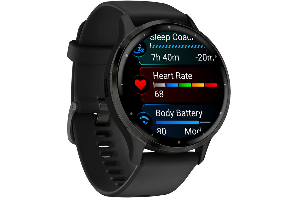 Garmin - Venu 3 GPS Smartwatch 45 mm Fiber-reinforced polymer - Stainless Steel and Black