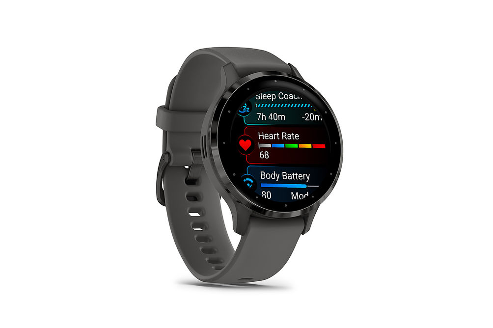 Garmin - Venu 3S GPS Smartwatch 41 mm Fiber-reinforced polymer - Stainless Steel and Pebble Gray