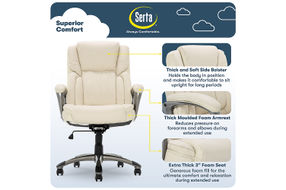 Serta - Garret Bonded Leather Executive Office Chair with Premium Cushioning - Ivory White