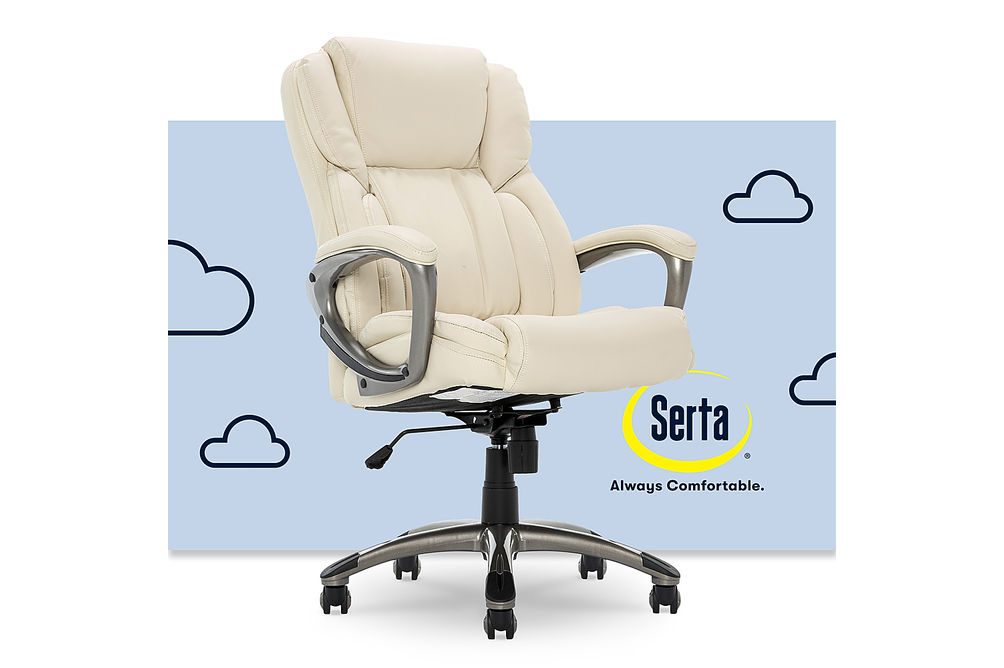 Serta - Garret Bonded Leather Executive Office Chair with Premium Cushioning - Ivory White