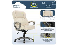 Serta - Garret Bonded Leather Executive Office Chair with Premium Cushioning - Ivory White