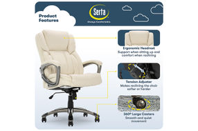 Serta - Garret Bonded Leather Executive Office Chair with Premium Cushioning - Ivory White