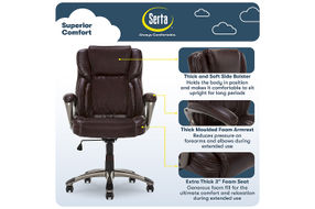 Serta - Garret Bonded Leather Executive Office Chair with Premium Cushioning - Brown