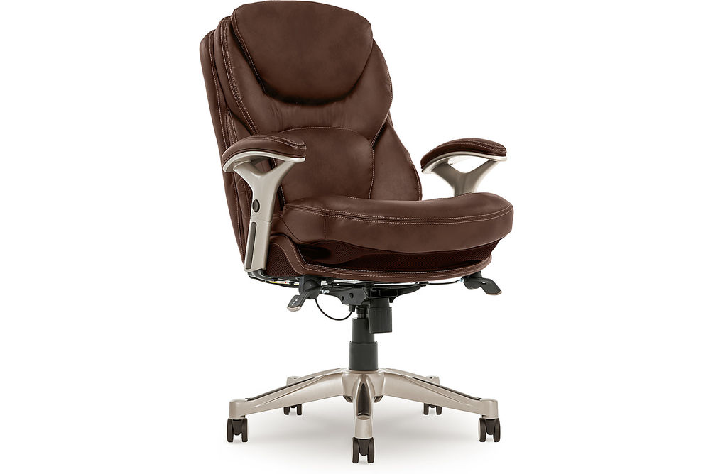 Serta - Upholstered Back in Motion Health & Wellness Manager Office Chair - Bonded Leather - Chestn