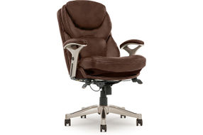 Serta - Upholstered Back in Motion Health & Wellness Manager Office Chair - Bonded Leather - Chestn