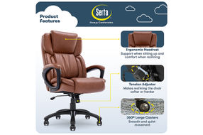 Serta - Garret Bonded Leather Executive Office Chair with Premium Cushioning - Cognac