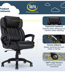 Serta - Garret Bonded Leather Executive Office Chair with Premium Cushioning - Space Black