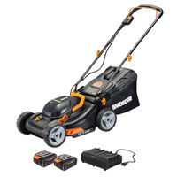 WORX - WG743 40V 17" Walk Behind Lawn Mower with Grass Collection Bag and Mulcher (2 x 4.0 Ah Batte