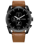 Citizen - CZ Smart Unisex Hybrid 42.5mm Grey IP Stainless Steel Smartwatch with Camel Leather Strap