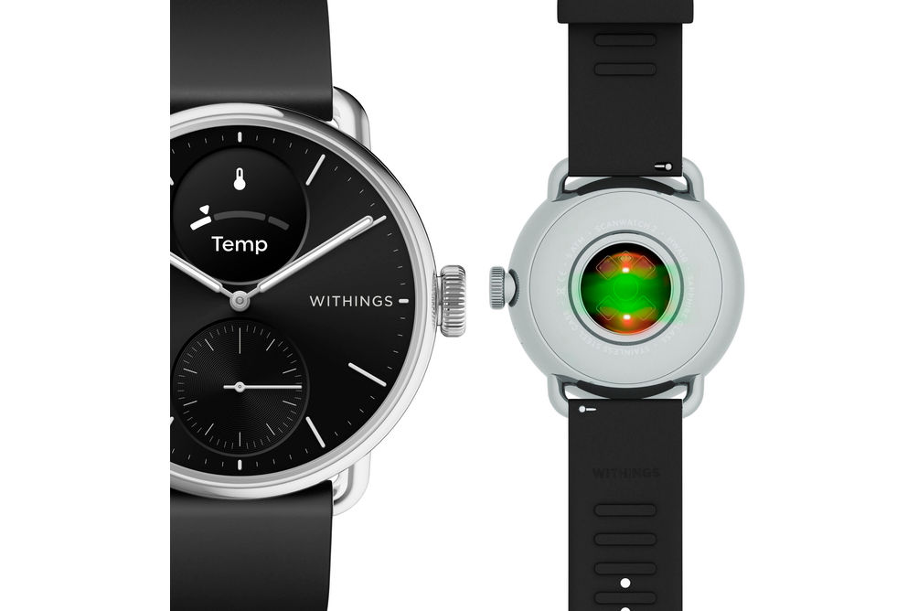 Withings - ScanWatch 2 - Heart Health Hybrid Smartwatch - 38mm - Black/Silver