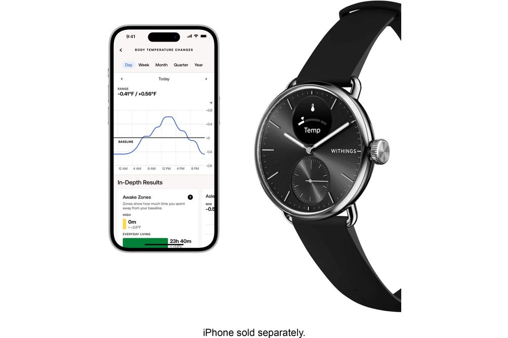 Withings - ScanWatch 2 - Heart Health Hybrid Smartwatch - 38mm - Black/Silver