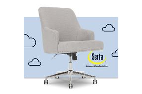 Serta - Leighton Modern Upholstered Home Office Chair with Memory Foam - Cloud Gray - Woven Fabric