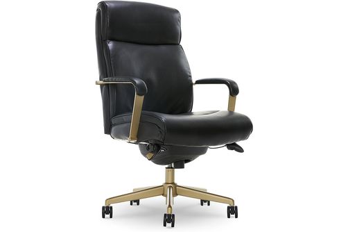 La-Z-Boy - Modern Melrose Executive Office Chair with Brass Finish - Black