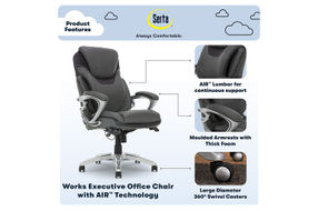 Serta - Bryce Bonded Leather Executive Office Chair - Gray