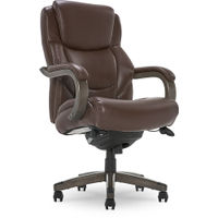 La-Z-Boy - Delano Big & Tall Bonded Leather Executive Chair - Chocolate Brown/Gray Wood