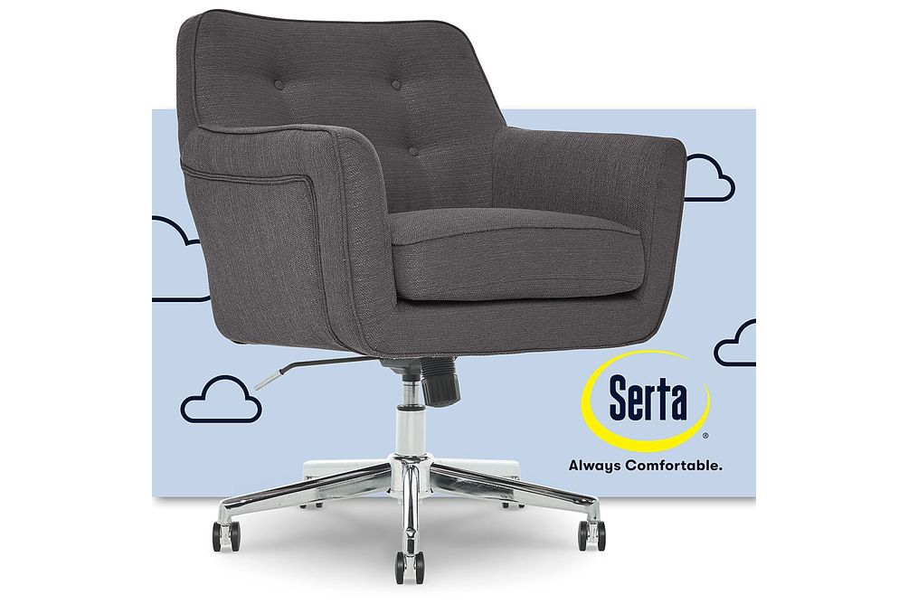 Serta - Ashland Memory Foam & Twill Fabric Home Office Chair - Graphite