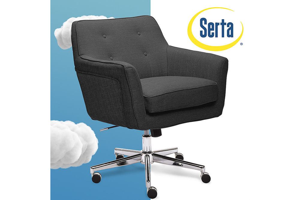 Serta - Ashland Memory Foam & Twill Fabric Home Office Chair - Graphite