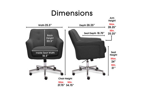 Serta - Ashland Memory Foam & Twill Fabric Home Office Chair - Graphite