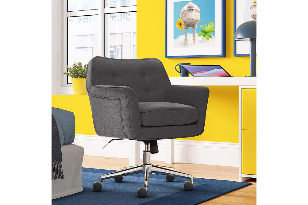 Serta - Ashland Memory Foam & Twill Fabric Home Office Chair - Graphite