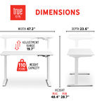 True Seating - Ergo Electric Height Adjustable Standing Desk - White