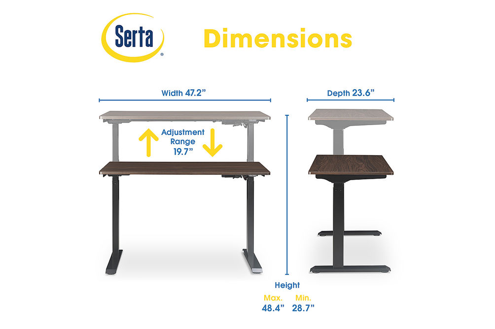 Serta - Creativity Electric Height Adjustable Standing Desk - Dark Brown