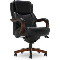 La-Z-Boy - Delano Big & Tall Bonded Leather Executive Chair - Jet Black/Mahogany