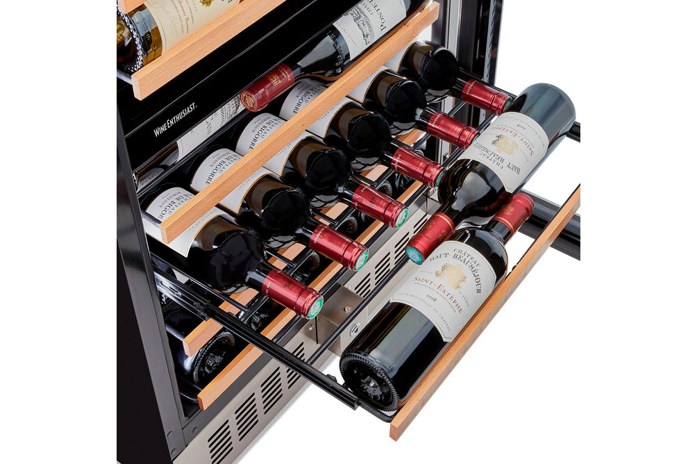 Wine Enthusiast - SommSeries2 46 Bottle Dual Zone with VinoView Display Shelving - Stainless Steel