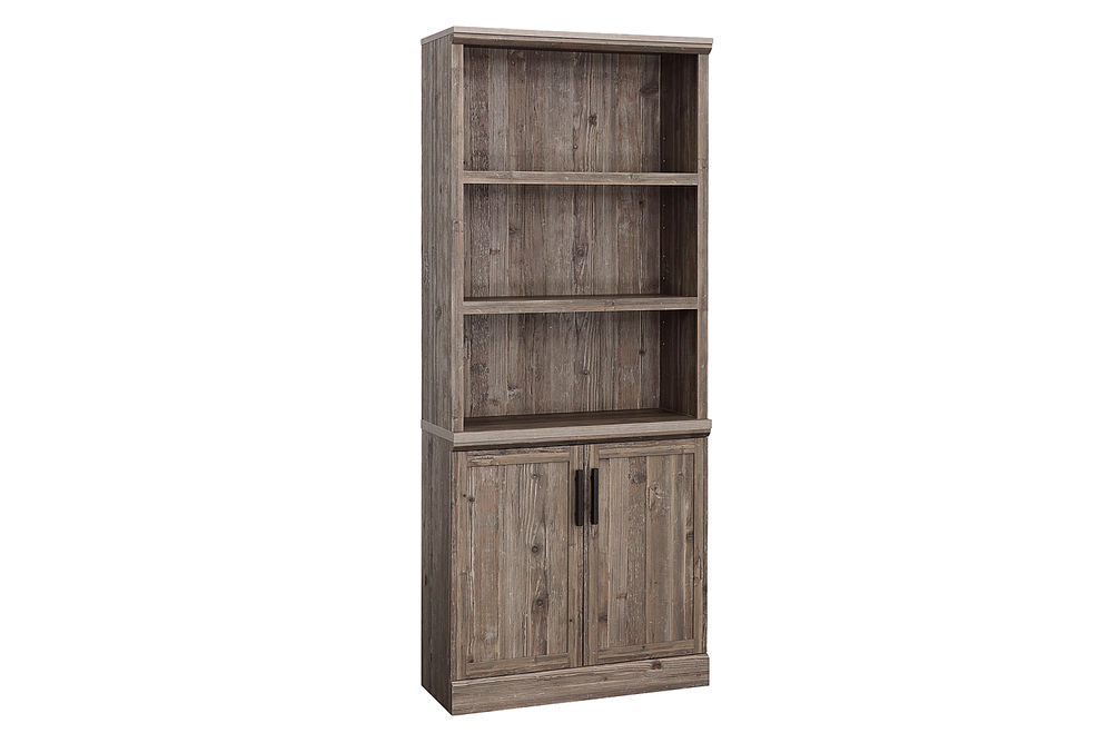 Sauder - Aspen Post 5-Shelf Library Bookcase w/ Doors - Pebble Pine