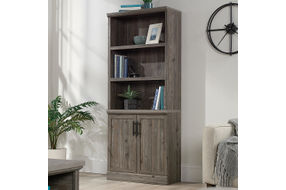 Sauder - Aspen Post 5-Shelf Library Bookcase w/ Doors - Pebble Pine