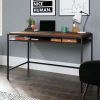 Sauder - Nova Loft Metal Frame Writing Desk with Shelf - Grand Walnut