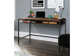 Sauder - Nova Loft Metal Frame Writing Desk with Shelf - Grand Walnut