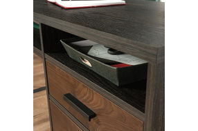 Sauder - Canton Lane L-Shaped Metal Base Computer Desk - Brew Oak