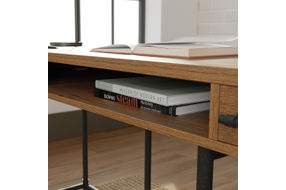 Sauder - Iron City L Desk Checked Oak - SGS Mixed Mat Checked Oak