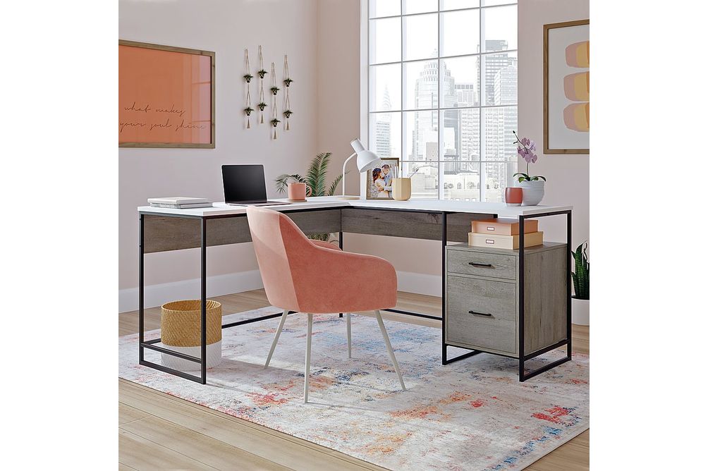 Sauder - Tremont Row L Desk Mystic Oak - SGS Mixed Mat Mystic Oak