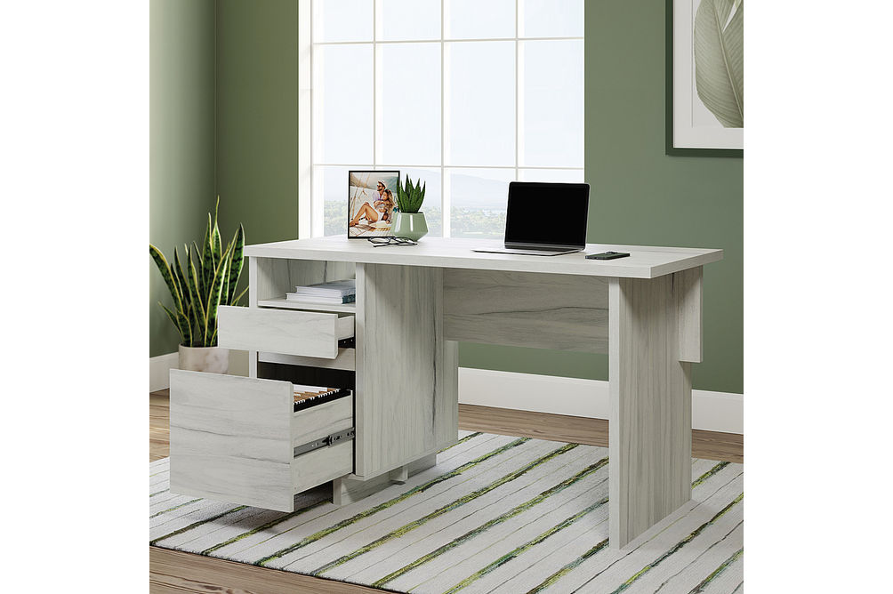 Sauder - Porto Palma Single Ped Desk Ha - SGS Laminate Haze Acacia