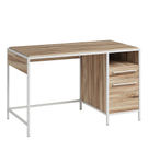 Sauder - Nova Loft Metal Frame Desk w/ File Drawer & Shelf - Kiln Acacia