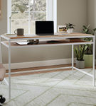 Sauder - Nova Loft Metal Frame Writing Desk with Shelf - Kiln Acacia