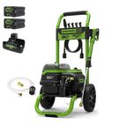 Greenworks 80V 3000 PSI Pressure Washer with Two (2) 4.0Ah Batteries & Dual-Port Rapid Charger - Bl