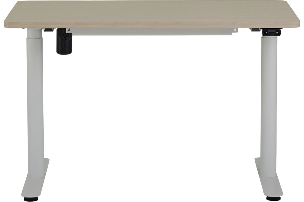 Steelcase - AMQ Sit-to-Stand Desk - White Base Light Oak Top