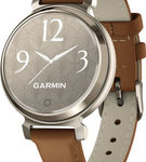 Garmin - Lily 2 Classic Smartwatch 34 mm Anodized Aluminum - Cream Gold with Tan Leather Band