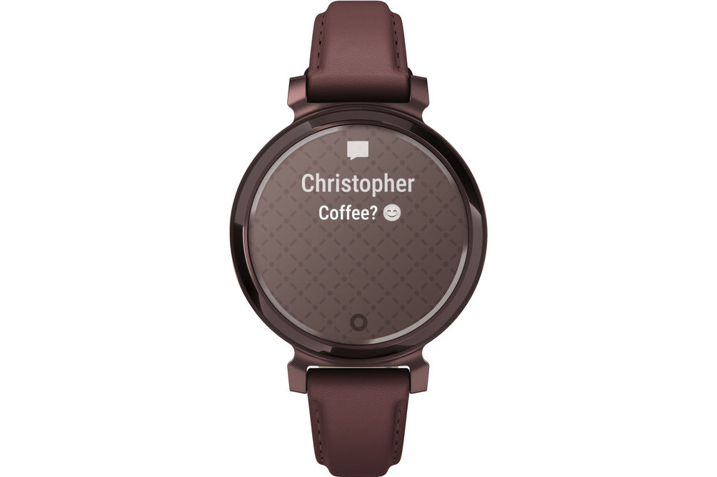 Garmin - Lily 2 Classic Smartwatch 34 mm Anodized Aluminum - Dark Bronze with Mulberry Leather Band