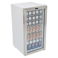 Whynter - 120-Can Beverage Refrigerator - White cabinet with stainless steel trim