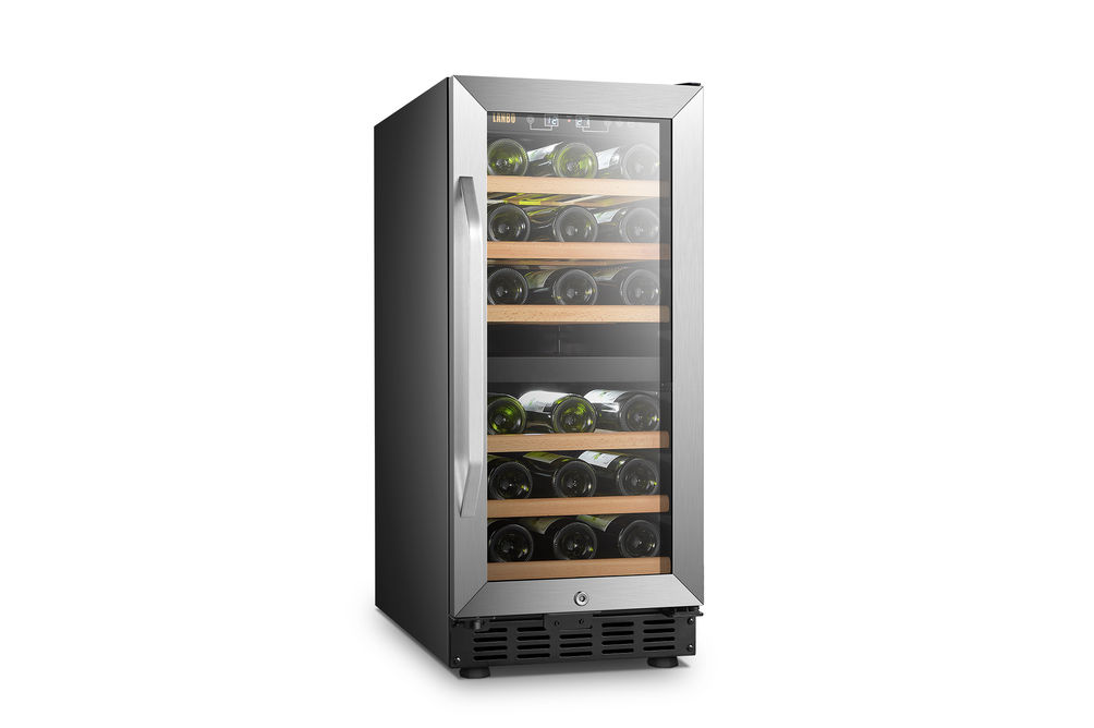 Lanbo - 15 Inch width 26 Bottle Dual Zone Compressor Freestanding/Built-In Wine Fridge with Recesse