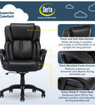 Serta - Garret Bonded Leather Executive Office Chair with Premium Cushioning - Space Black